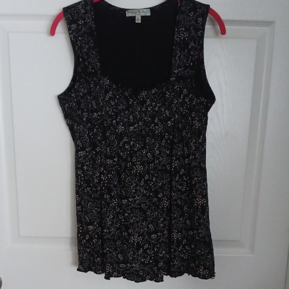 Black Floral Sleeveless Top